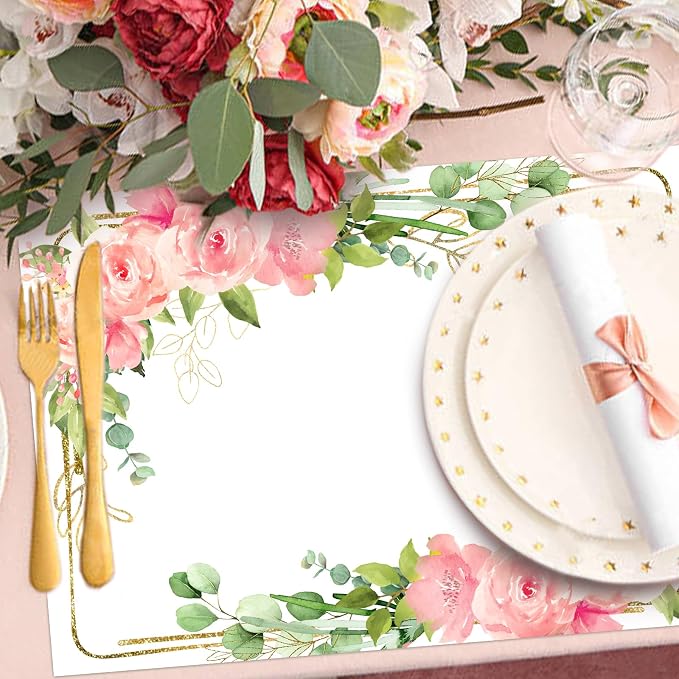 Paper Placemats Disposable 50 Pack Floral Placemat Disposable Place Mats 16 x - Image 4