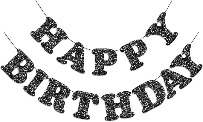 Black Happy Birthday Banner Birthday Party Decorations Happy Birthday Banner by Adecortalk
