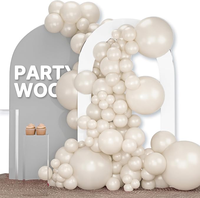 PartyWoo White Balloons 120pcs Sand White Beige Cream Ivory Boho Neutral | by PartyWoo