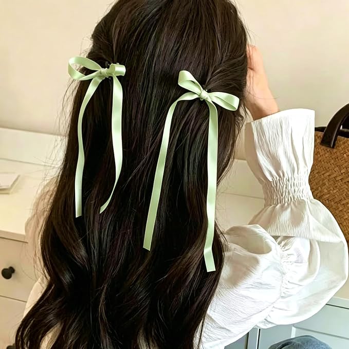 NEBURORA 50 Pcs Green Bows for Cake Decoration Party Ribbon Bowknots | Pastel - Image 4