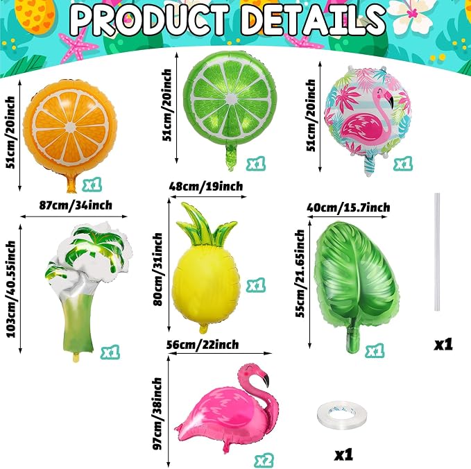 Tropical Balloon Hawaiian Balloons Party Decorations Flamingo Pineapple Coconut - Image 2