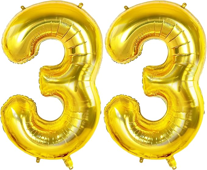 Number 33 Balloons for 33rd Birthday Party Decorations, 0-100 Large No.33 for by Joycard
