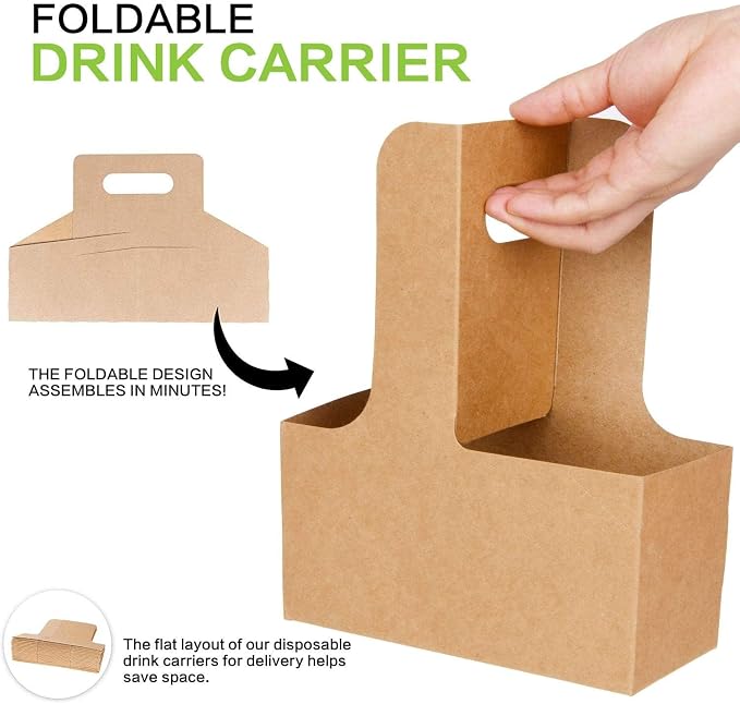 Kaderron Drink Carrier with Handles, Cardboard 2 or 4 Cup Holders, 100 Pack | - Image 5