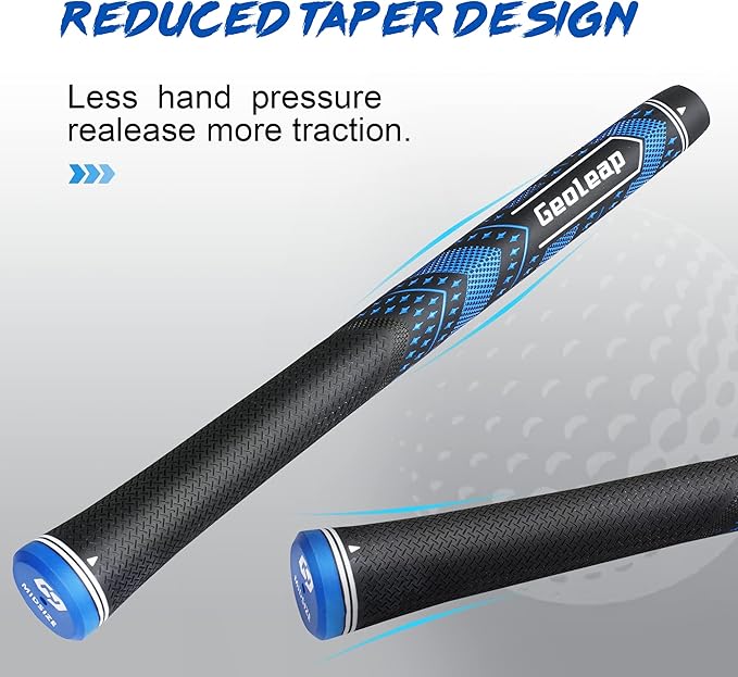 Geoleap Golf Grips Set of 13- Soft Golf Club Grips,Reduce Taper Design Provides High Traction and Performance,13 Grips with 15 Tapes and 13 Grips with All Repair Kits for Choice.