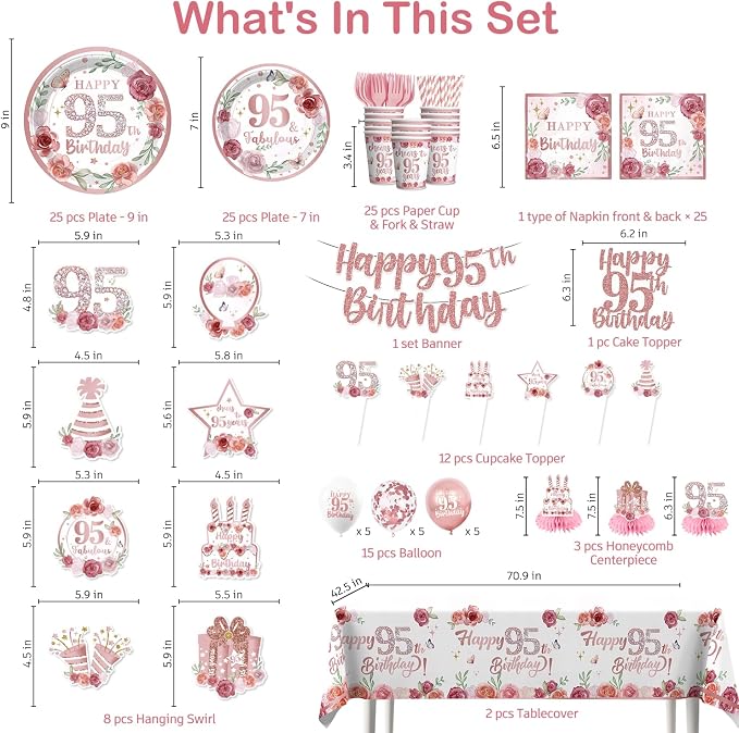 200pcs 95th Birthday Decorations - Image 3