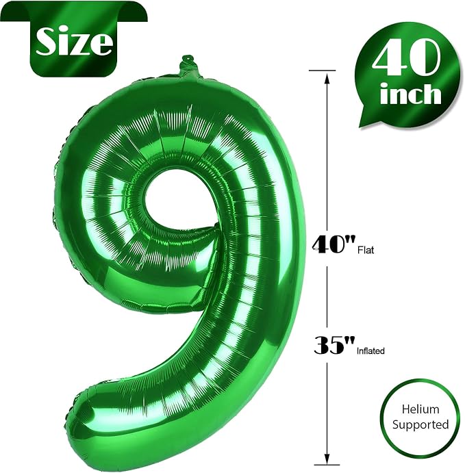Green Number 9 Balloon 40 Inch - Image 5