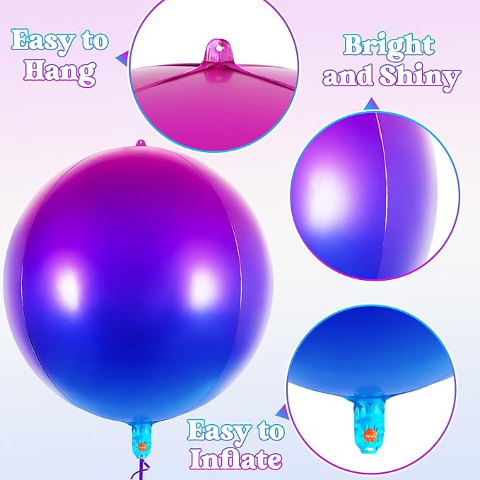 Metallic Gradient Purple Balloons, 22 Inch Large Sphere Round Balloons - Image 5