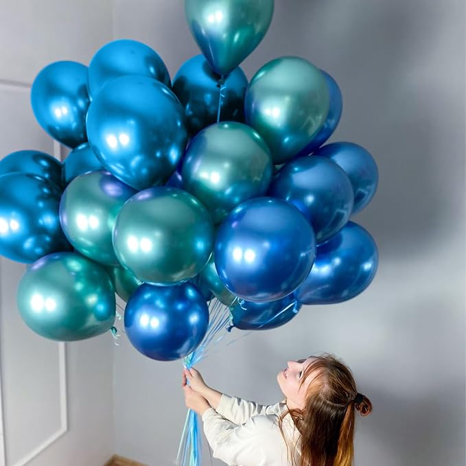 Blue and Green Balloons for Birthday Wedding Decorations | 12-inch light blue - Image 3