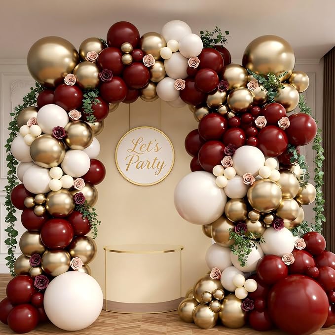 160Pcs Burgundy Balloon Garland Arch Kit - Image 4