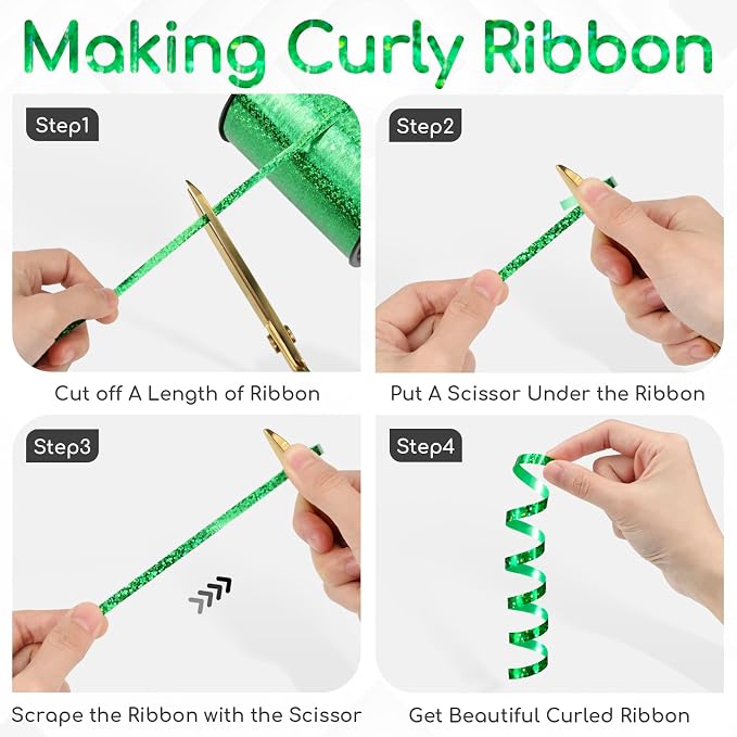 600 Yards Green Shiny Curling Ribbon 1/5 Inch Green Christmas Balloon String - Image 3