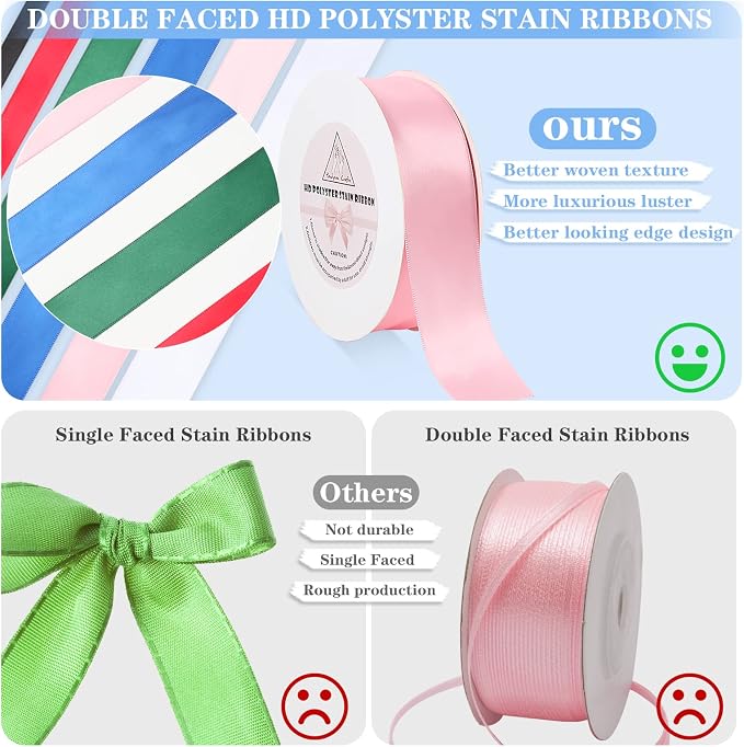 White Satin Ribbon for Gift Warping, 1.5inch 50 Yards Solid Polyester Fabric - Image 3
