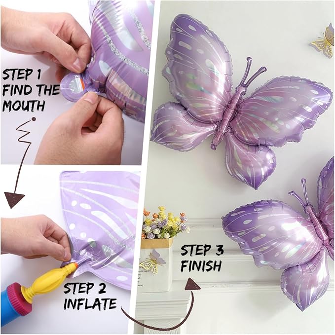 Spring Floral Butterfly Balloon Arch Kit, Butterfly Foil Balloons - Image 8