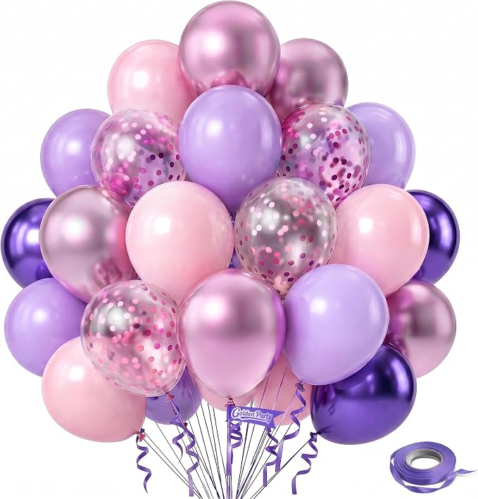 Pink Purple Balloons, Light Pink Purple Balloon by GoldenParty