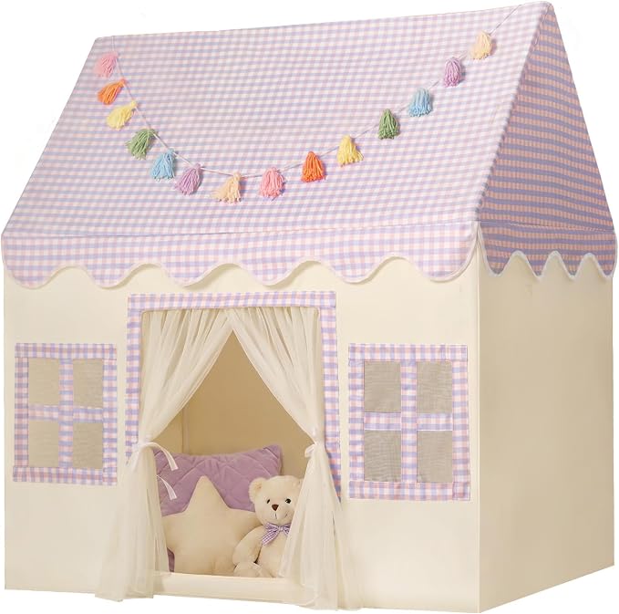 Kids Play Tent Indoor: with Mat, Tassel Garland by Senodeer