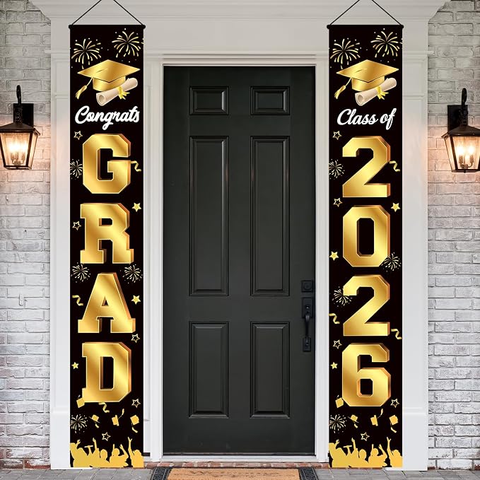 Graduation Decorations 2026 Porch Banner, Congrats Grad Class of 2026 Banner by MAMFEOV