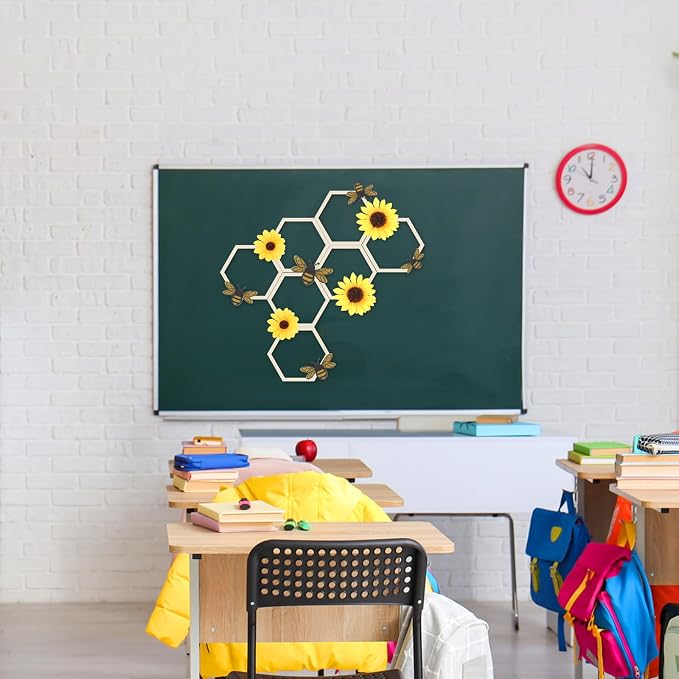 Yousoontic 26 Pcs Honeycomb Decorations Include 7.9'' Wooden Hexagon 3D Bee - Image 6