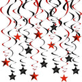 BEISHIDA Red Black Stars Hanging Swirls Graduation Hanging Ornament Decorations by Beishida