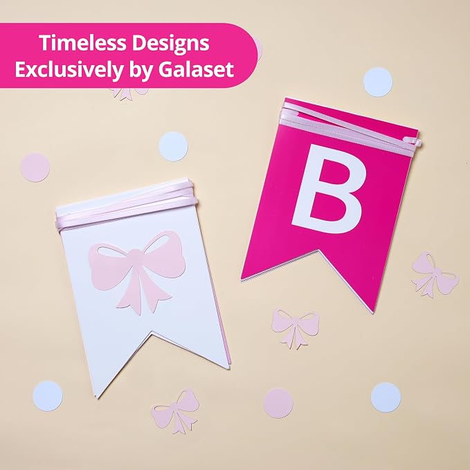 Pink Bow Birthday Banner, Pre-Strung Coquette Party Decorations - Image 6