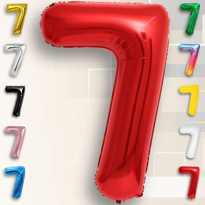 Red Number Balloon 7 Mylar Foil Balloons 16 inch - Image 5