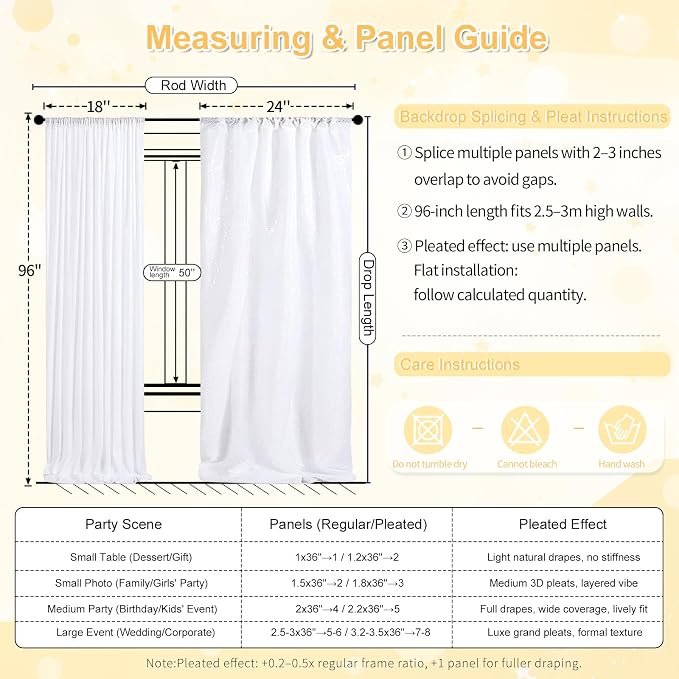 3x8FT White Backdrop Curtains 2 Panels White Wedding Sequin Fabric Drapes | - Image 5