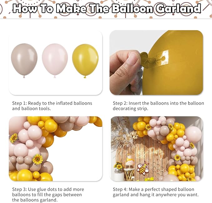 Mustard Yellow and Beige Balloon Garland Kit, Pastel Yellow Cream White Sand - Image 7