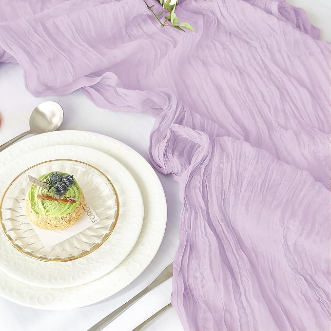 IVAPUPU 2 Pcs Cheesecloth Table Runner - 10ft Lilac Purple Lavender Summer Boho - Image 2
