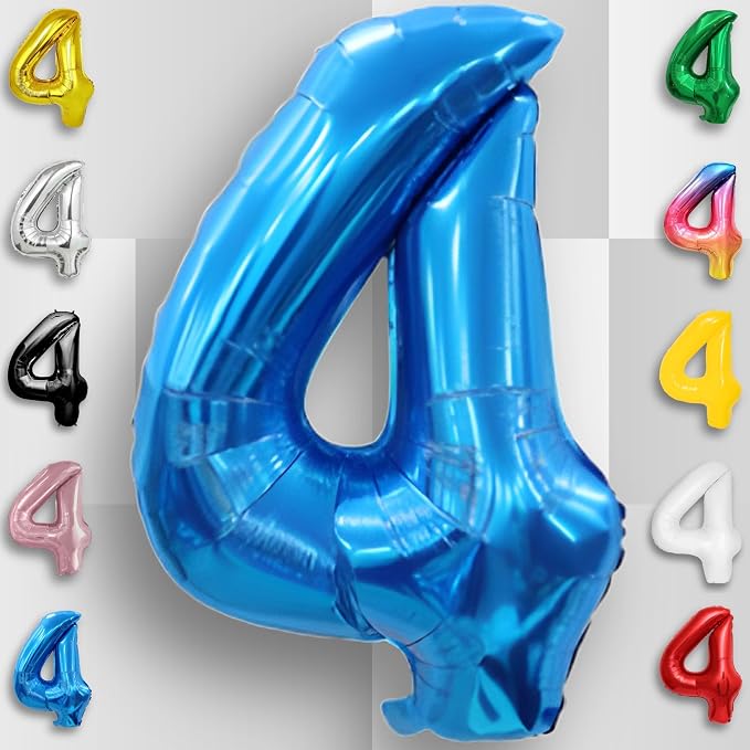 Blue Number Balloon 4 Mylar Foil Balloons 40 inch - Image 5