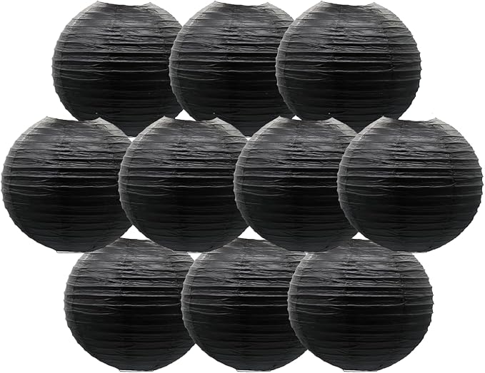Black Paper Lanterns Hanging Chinese Round Lanterns by BARTHEW