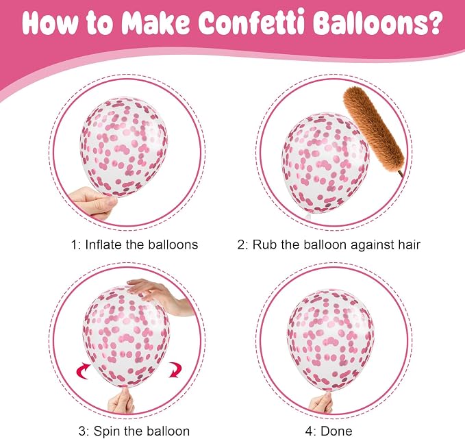 Pink Bow Balloons, 12 Inch Hot Pink Rose Dots Bow Foil Balloon and Confetti - Image 3