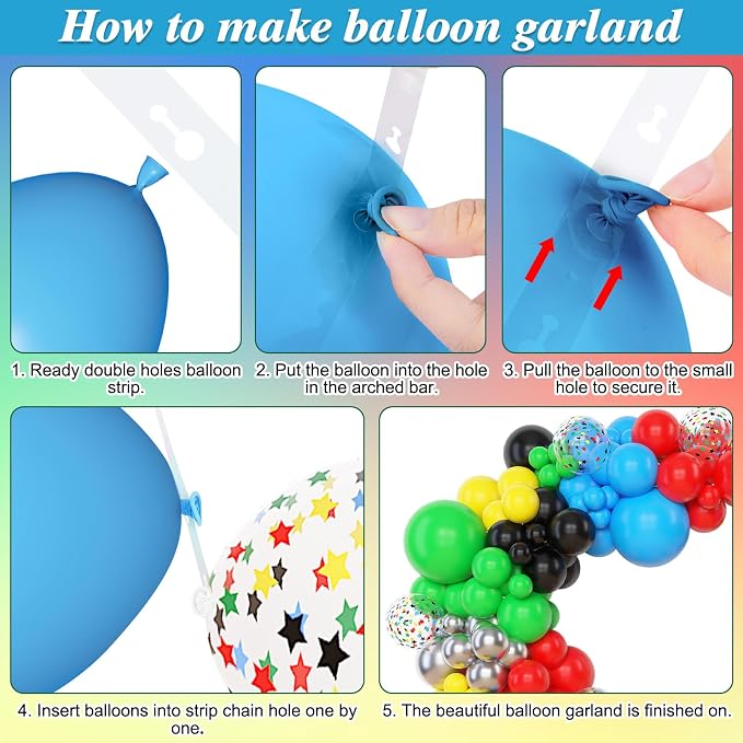 Amandir 153pcs Red Blue Yellow Black Green Balloon Arch Kit Different size | 18 - Image 4