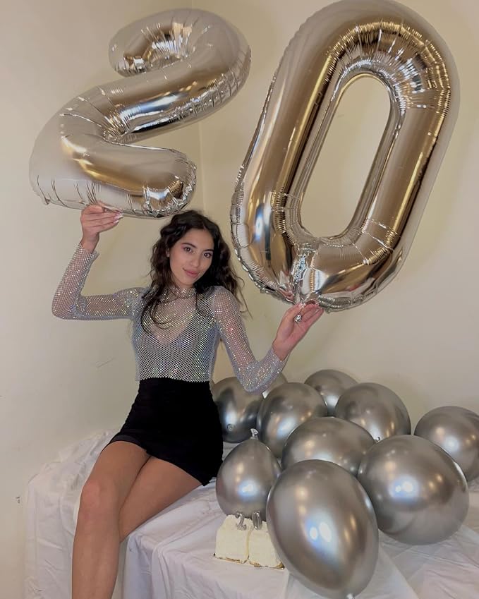 Silver Number 40 Balloon 40 Inch, 40th Birthday Decorations Men Women | Foil - Image 7