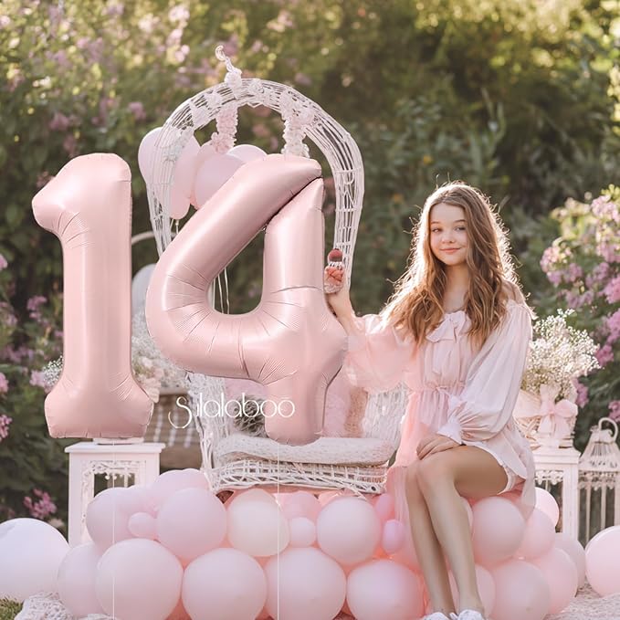 40 Inch Light Pink Number 14 Balloon 0-9 14th Foil Big Giant | Digital - Image 4