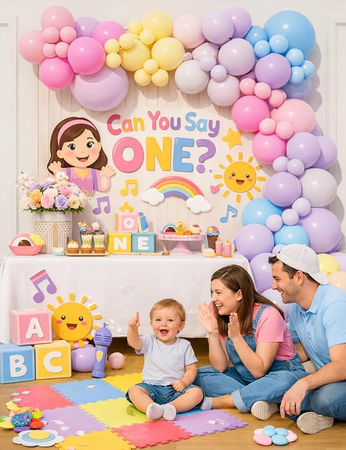 Pastel Can You Say One Balloon Arch Garland Kit - Image 3