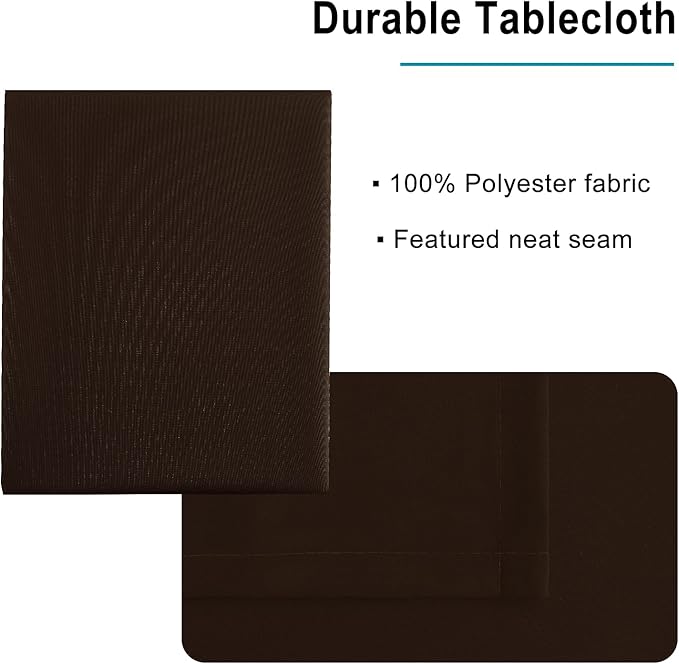 Hiasan Waterproof Tablecloth Rectangle - Washable Fabric Table Cloth for Dining Room Kitchen Birthday Party and Outdoor Use, Chocolate, 70 x 108 Inch