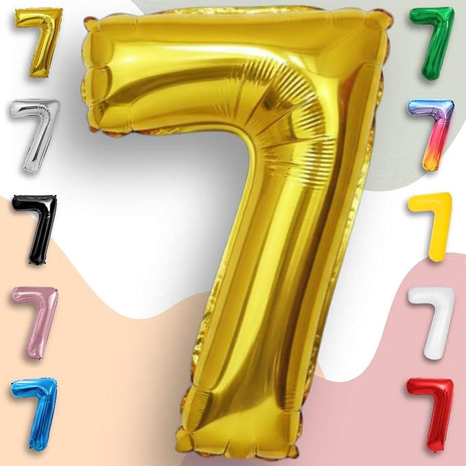 Gold Number Balloon 7 Mylar Foil Balloons 16 inch - Image 5