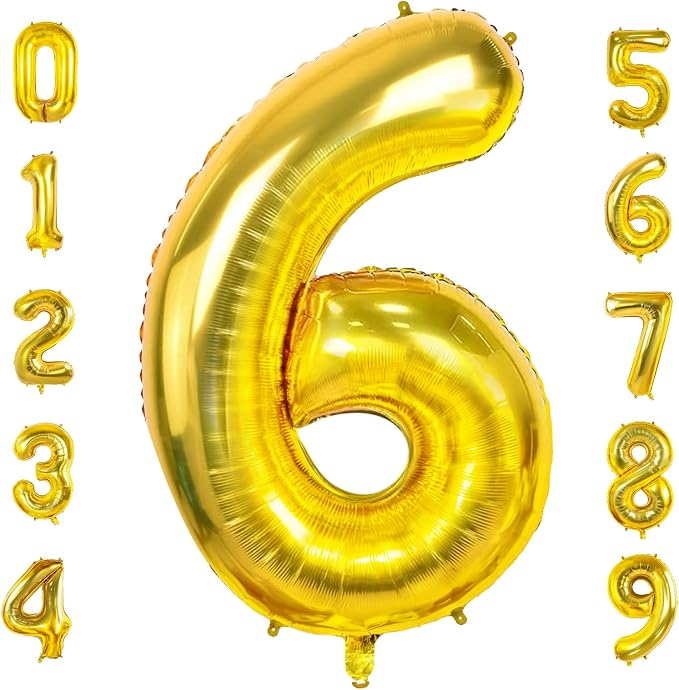 Number 6 Balloons for 6th Birthday Party Decorations, 0-100 Large No.6 Balloons by Joycard
