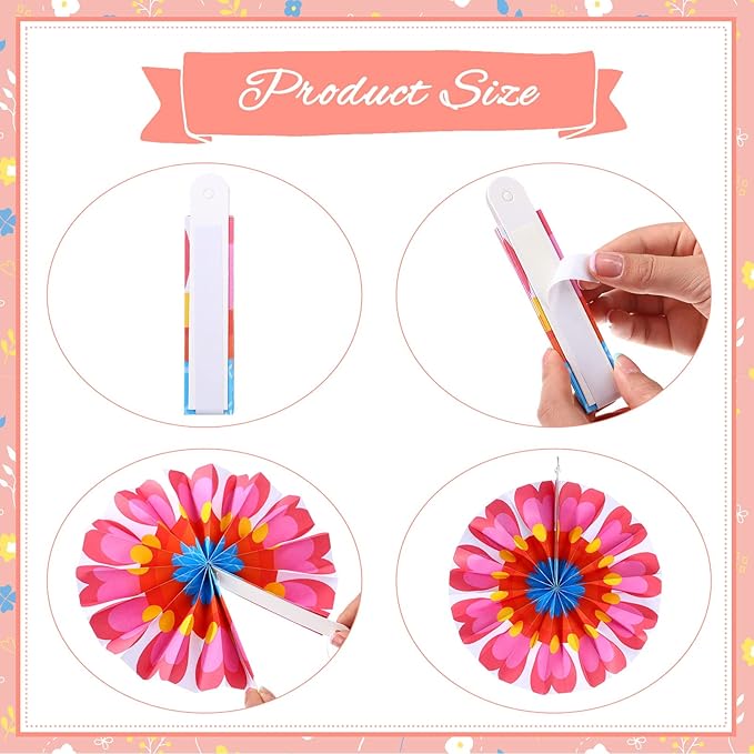 Outus Flower Hanging Decorations Summer Paper Fans Classroom Ceiling Wall Decor - Image 3