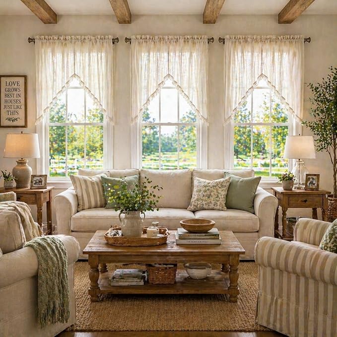 Beda Home Tassel Linen Textured Swag Curtain Valance - Image 6