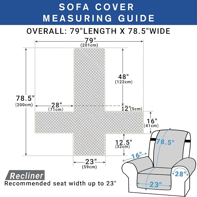 XINEAGE Water Resistant Recliner Cover, Nonslip Recliner Chair Covers - Image 6
