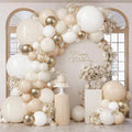 Sand White Ivory Gold Balloon Arch Kit, Party Decoration | Light White Beige by Zesliwy