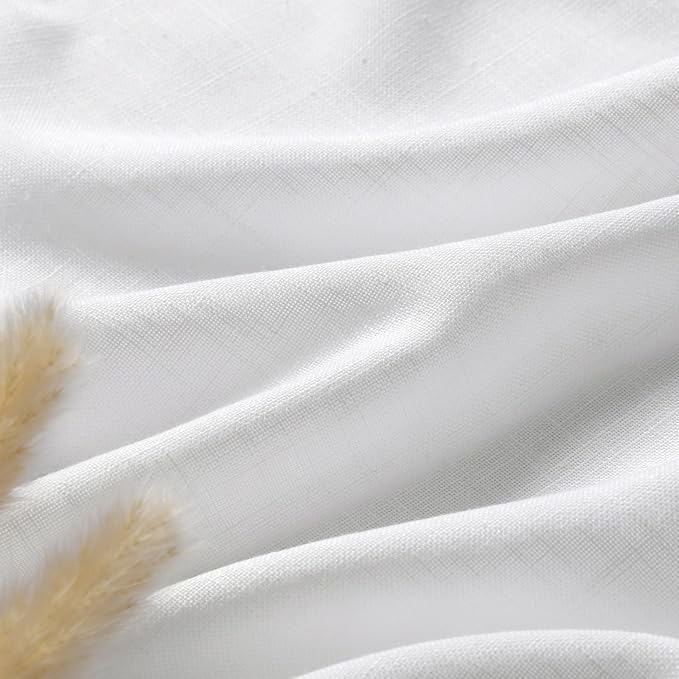 White Linen Curtains 168 Inches Long Back Tab Extra Long Curtains - Image 6