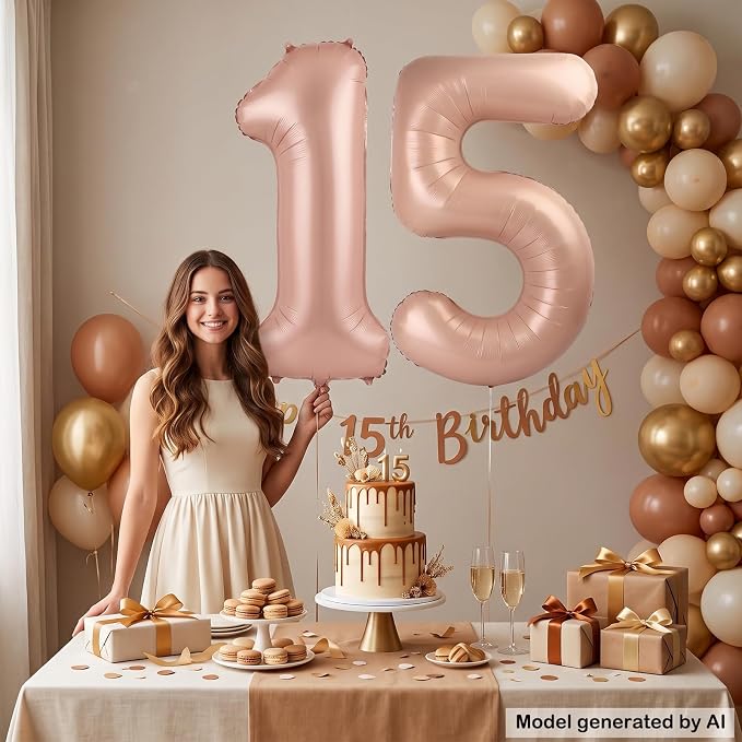 40 Inch Caramel Foil Number 15 Balloon - Image 4