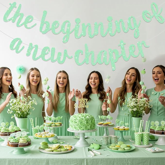 BEISHIDA Light Green Pre-Strung The Beginning of A New Chapter Banner | Glitter - Image 4