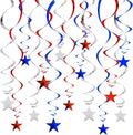 BEISHIDA Red Blue Silver Star Hanging Swirl Decorations, July 4th Hanging Party by Beishida