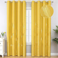 Yellow Blackout Curtains for Bedroom, Room Darkening Gold Palm Tree Pattern by ESTELARTEXTILER