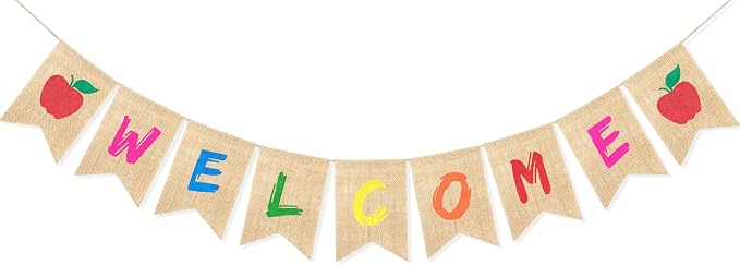 Uniwish Welcome Banner for First Day of School Classroom Decorations | Burlap by Uniwish