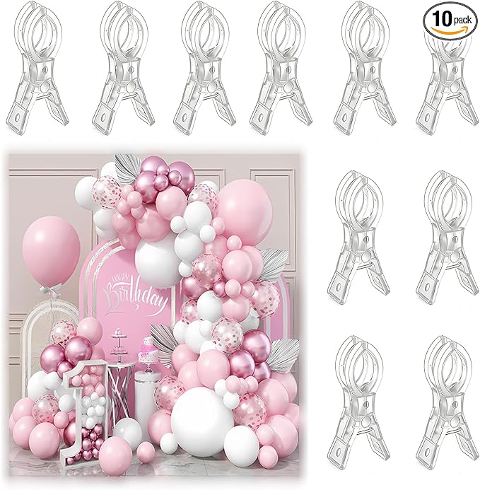 10 Pack Plastic Transparent Balloon Arch Clips by senylanhxy