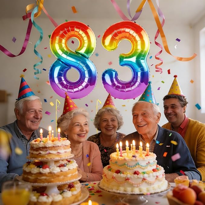 40 Inch Number 83 Balloons for 83rd Birthday Party Decorations, 0-100 Rainbow - Image 2