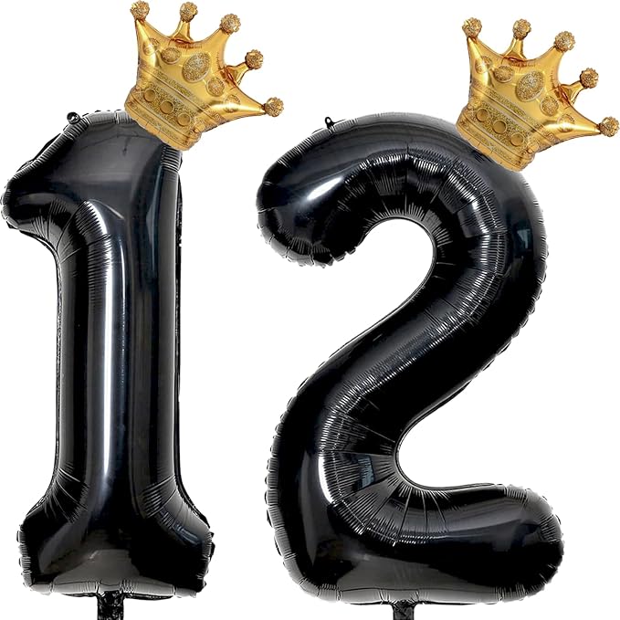 40 inch Large Black 12 Balloon Number by Unknown