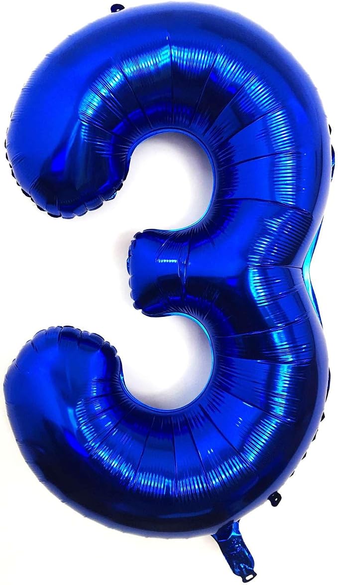 Lovoir 40 Inch Navy Blue Number 3 Balloon Large Size Jumbo Digit Mylar Foil by Lovoir